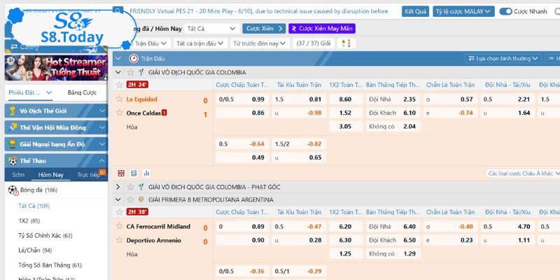 Giao diện thể thao S8 thân thiện