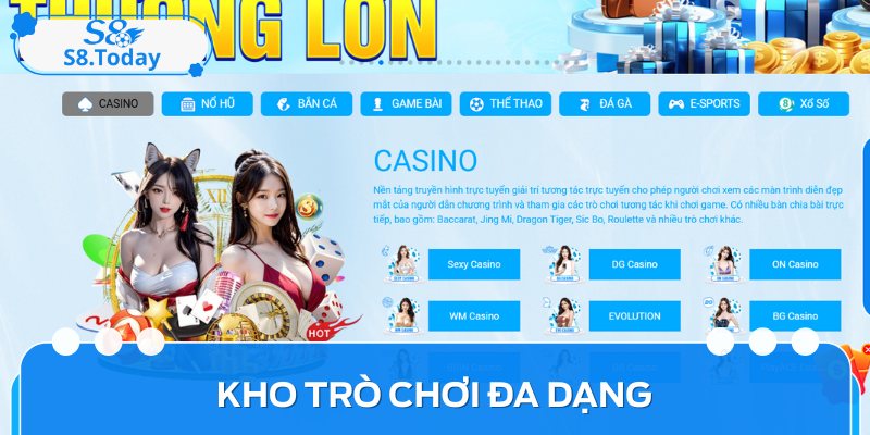 Kho game trên nền tảng đa dạng, phong phú sau khi đăng ký S8 thành công
